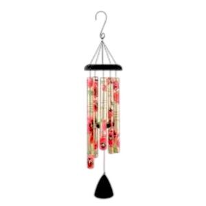 Carson's WIND CHIME  36" Forever In Our Hearts Red Poppy Sonnet Chime Silver